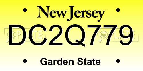 DC2Q779 New Jersey License Plate