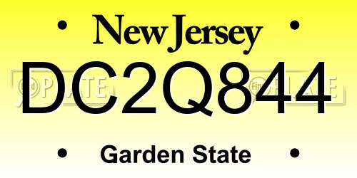 DC2Q844 New Jersey License Plate