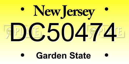 DC50474 New Jersey License Plate
