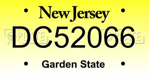 DC52066 New Jersey License Plate