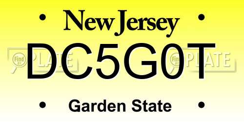 DC5G0T New Jersey License Plate