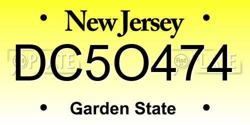 DC5O474 New Jersey License Plate