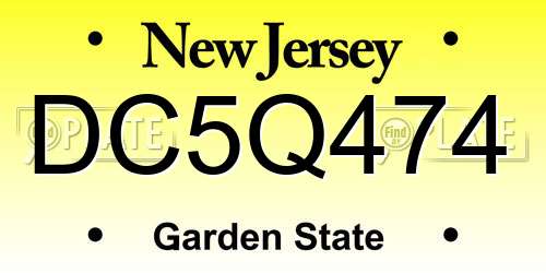 DC5Q474 New Jersey License Plate