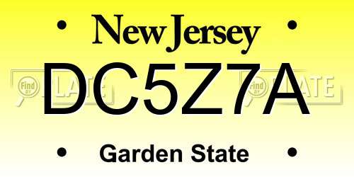 DC5Z7A New Jersey License Plate