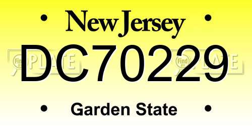 DC70229 New Jersey License Plate