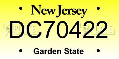 DC70422 New Jersey License Plate