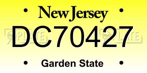 DC70427 New Jersey License Plate