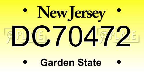 DC70472 New Jersey License Plate