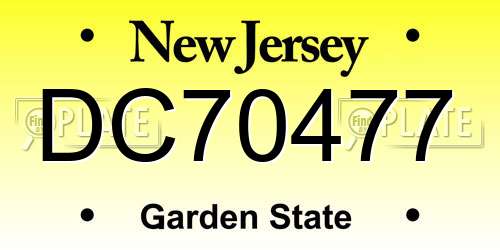 DC70477 New Jersey License Plate