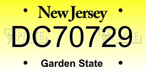 DC70729 New Jersey License Plate