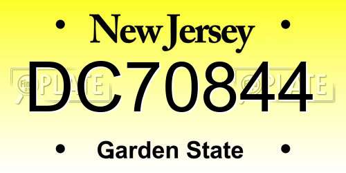 DC70844 New Jersey License Plate