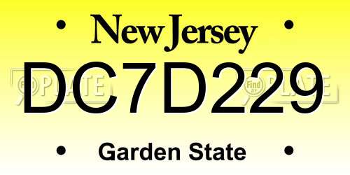 DC7D229 New Jersey License Plate