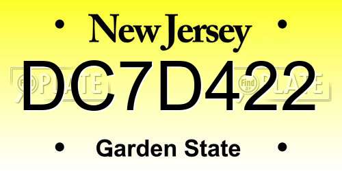 DC7D422 New Jersey License Plate