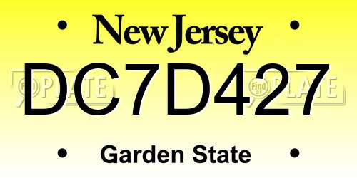 DC7D427 New Jersey License Plate