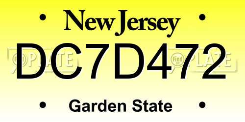 DC7D472 New Jersey License Plate
