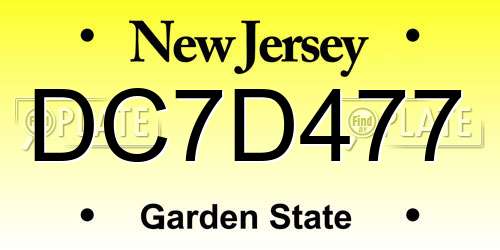 DC7D477 New Jersey License Plate