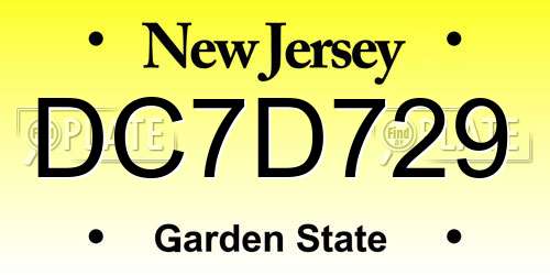 DC7D729 New Jersey License Plate