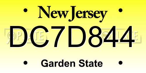 DC7D844 New Jersey License Plate