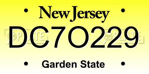 DC7O229 New Jersey License Plate