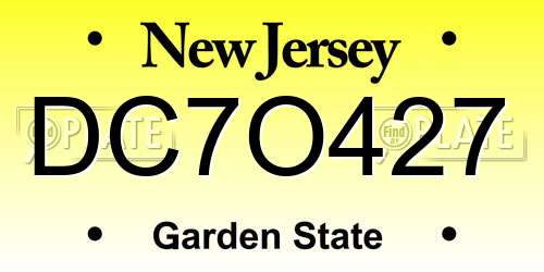 DC7O427 New Jersey License Plate