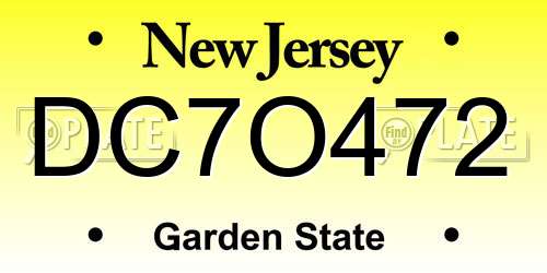 DC7O472 New Jersey License Plate