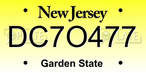 DC7O477 New Jersey License Plate