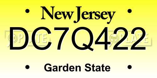 DC7Q422 New Jersey License Plate