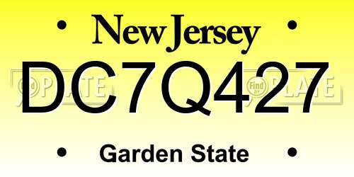 DC7Q427 New Jersey License Plate