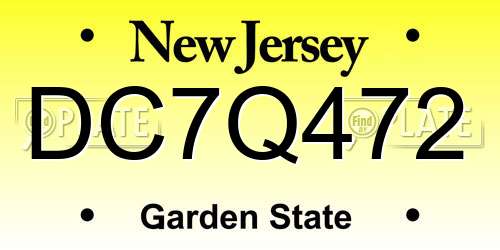 DC7Q472 New Jersey License Plate