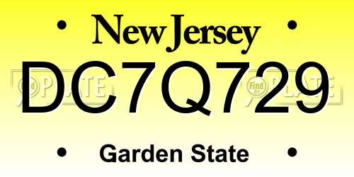 DC7Q729 New Jersey License Plate