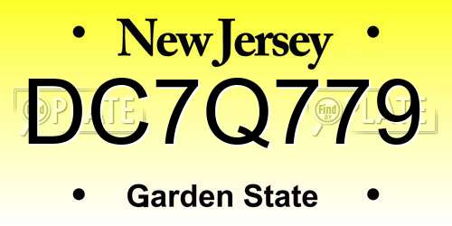 DC7Q779 New Jersey License Plate