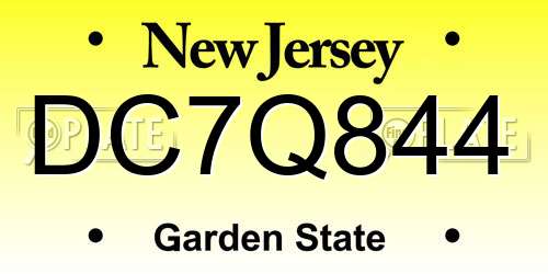 DC7Q844 New Jersey License Plate