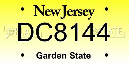 DC8144 New Jersey License Plate