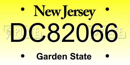 DC82066 New Jersey License Plate
