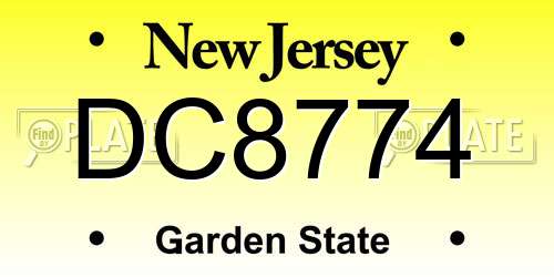 DC8774 New Jersey License Plate