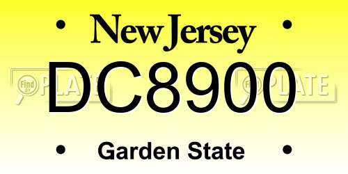 DC8900 New Jersey License Plate