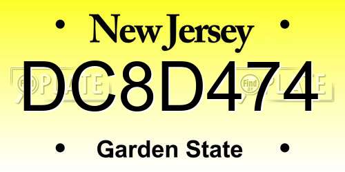 DC8D474 New Jersey License Plate