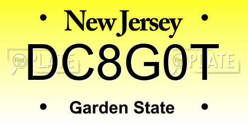 DC8G0T New Jersey License Plate