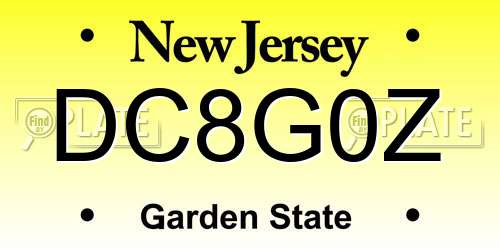 DC8G0Z New Jersey License Plate