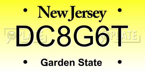 DC8G6T New Jersey License Plate