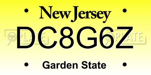 DC8G6Z New Jersey License Plate