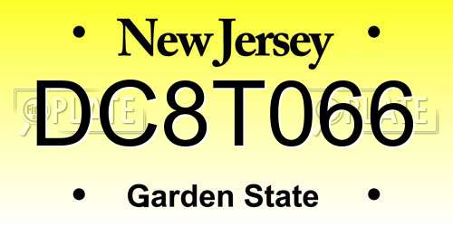 DC8T066 New Jersey License Plate