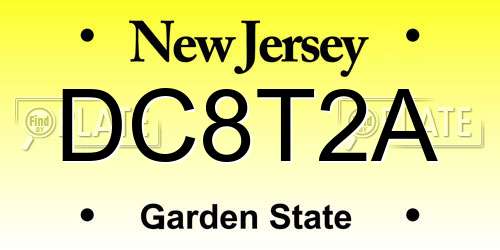 DC8T2A New Jersey License Plate