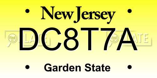DC8T7A New Jersey License Plate