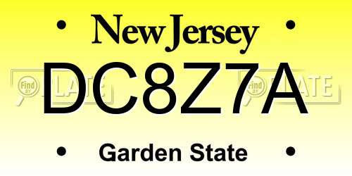 DC8Z7A New Jersey License Plate