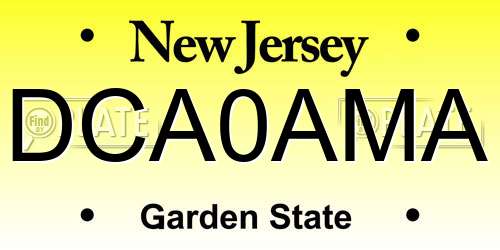 DCA0AMA New Jersey License Plate