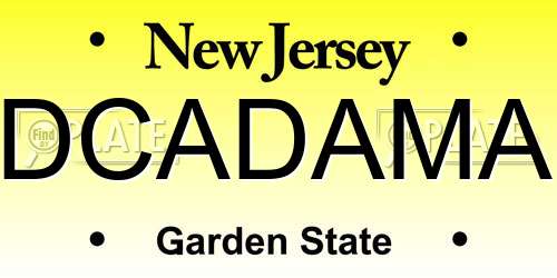 DCADAMA New Jersey License Plate