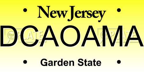 DCAOAMA New Jersey License Plate