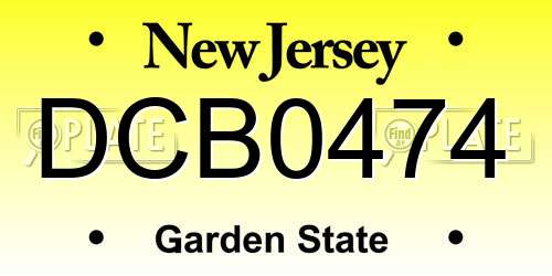 DCB0474 New Jersey License Plate