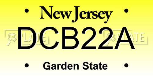 DCB22A New Jersey License Plate